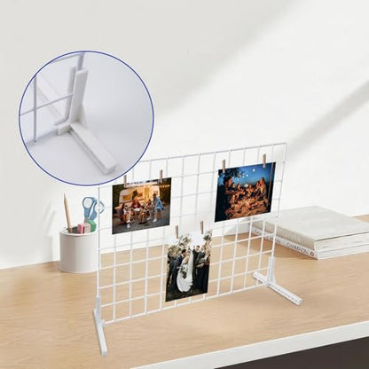 2 Sets Wall Grid Decorative Panel with Base for Photo Display