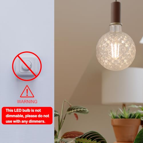 4W Filament 2700K Warm Lights,Non-Dimmable E26 Lamp Base,1-Pack - color: N Pineapple Clear Lights(non-dimmable)