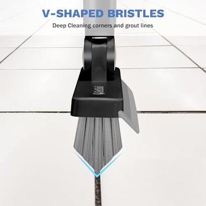 SetSail Grout Cleaner Brush with Long Handle, V-Shaped Floor Brush, Black - color: Black Grey