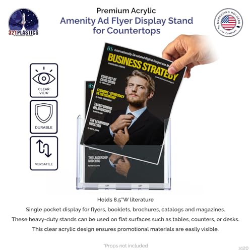 Marketing Holders 12 Pack Brochure Holder for 8.5" Flyers Clear Acrylic Freestanding Tabletop Printed Literature Display for Retail Stores Business Offices and Libraries - size: 8.5"
