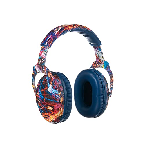 Kids Noise Cancelling Headphones,25dB NRR Hearing Protection,Noise Reduction,Sound Proof for Kids,Toddler Earmuffs for Concert,Airplane,Autism,Monster Jam,Travel,School(Bl-B-FireW), Blue Band - color: Blue Firework