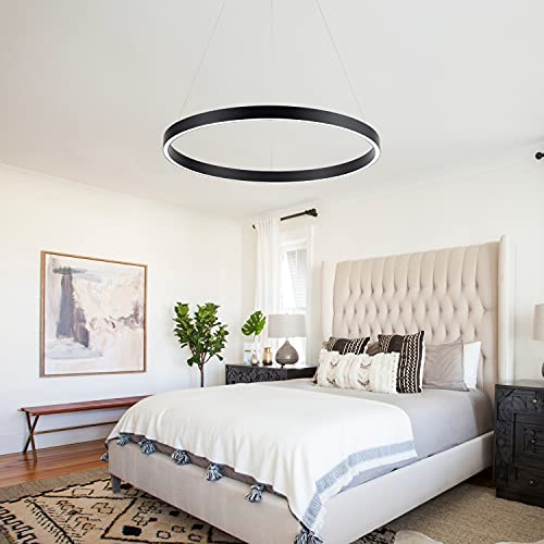 MADEM Modern Black LED Pendant 1-Ring Circular Contemporary Chandelier - color: Black, size: 1 Ring