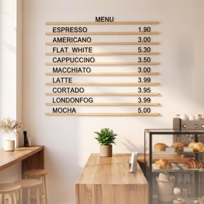 Wooden Tone Wall Menu Letter Board 10 Rails ＆ 605 Changeable Letters