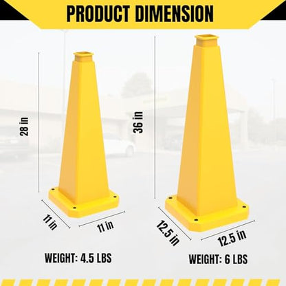 36 inch Yellow Safety Caution Cones Blank, Safety Road Cones Unprinted with Heavy Rubber Weighted Base for DIY Custom Messaging Hazard Warning (6 Pack) - color: BLANK/YELLOW, size: 36 inch