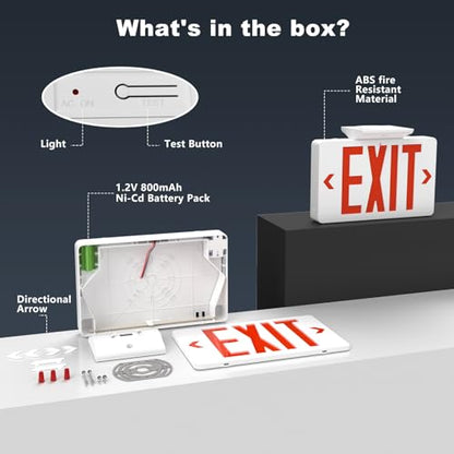 LED Exit Sign with Emergency Light,Double-Sided&Battery Backup 2Pack - size: EM114-2Pack