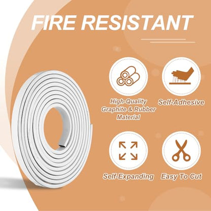 Smoke Fire Seal Strip 9.8Ft 12mm/0.47" Wx 5mm/0.2" T White - color: White, size: 9.8FT x 12mm / 0.47" W x 5mm / 0.2" T