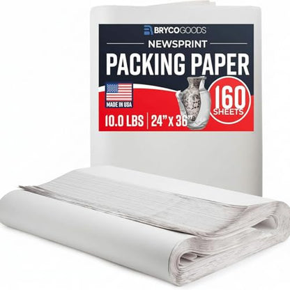 Bryco Goods Large Packing Paper, 24" x 36", 160 Sheets, 10 lbs, Made in USA - size: 24" x 36" (160 Sheets)
