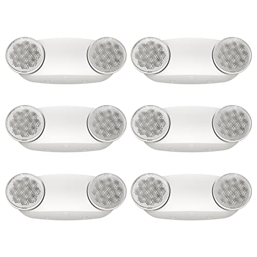 6 Packs Emergency Light for Business, with Battery Backup,Hard Wired, UL 924 Certified,AC 120/277V,Exit Light Two Head Adjustable LED Emergency Lighting for Home. - size: 6pc