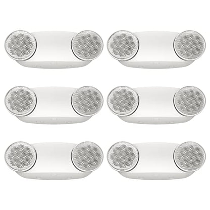 6 Packs Emergency Light for Business, with Battery Backup,Hard Wired, UL 924 Certified,AC 120/277V,Exit Light Two Head Adjustable LED Emergency Lighting for Home. - size: 6pc
