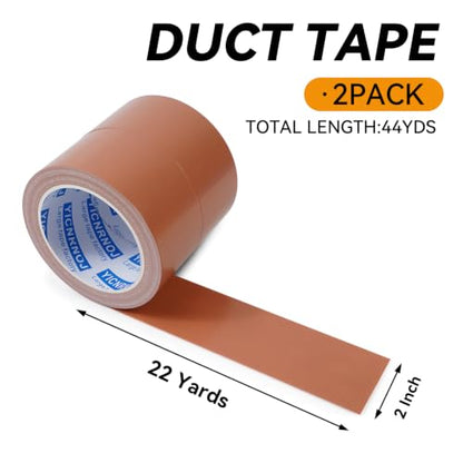2-Pack 2 in 22 Yds Brown Duct Tape, Strong & No Residue - color: Brown