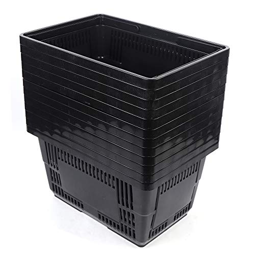 12 Pcs Black Plastic Shopping Baskets with Handles, Portable Retail Baskets Grocery Basket with Handles,22L Hand Shopping Basket Set for Stores, Supermarket, Retail, Groceries Carrying - color: Black#2