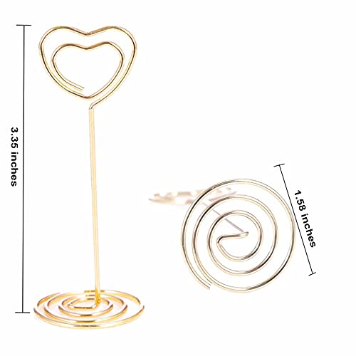 12pcs Table Number Holders Metal, 3.35 inch Place Card Stands for Wedding Centerpieces, Birthday Party - Table Card & Photo Picture Holders (Gold-Heart Shaped) - color: Gold-Heart Shaped
