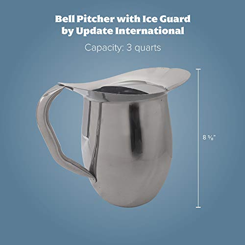 Update International (BP-3G) Stainless Steel Bell Pitcher with Ice Guard, 3 quart capacity, Stainless Steel - size: 96 Ounces, style: Pitcher w/Ice Guard
