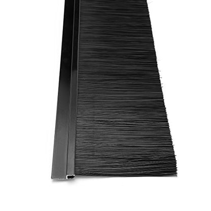 uxcell Door Bottom Sweep H-Shape Aluminum Alloy Base with 3.6-inch Black Nylon Brush 39-inch x 4.4-inch - color: Black, size: 39.37" x 3.6"