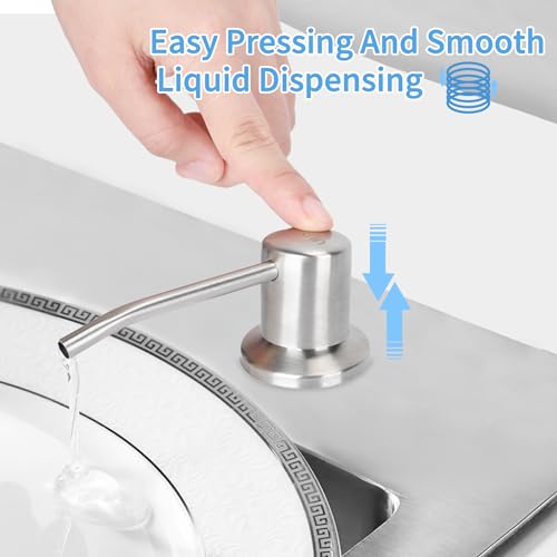 Dish Soap Dispenser for Kitchen Sink Brushed Nickel Under Sink Soap Dispenser Pump Head with 10.14 Ounce PET Soap Bottle and 1.88" Base - color: Brushed Nickel