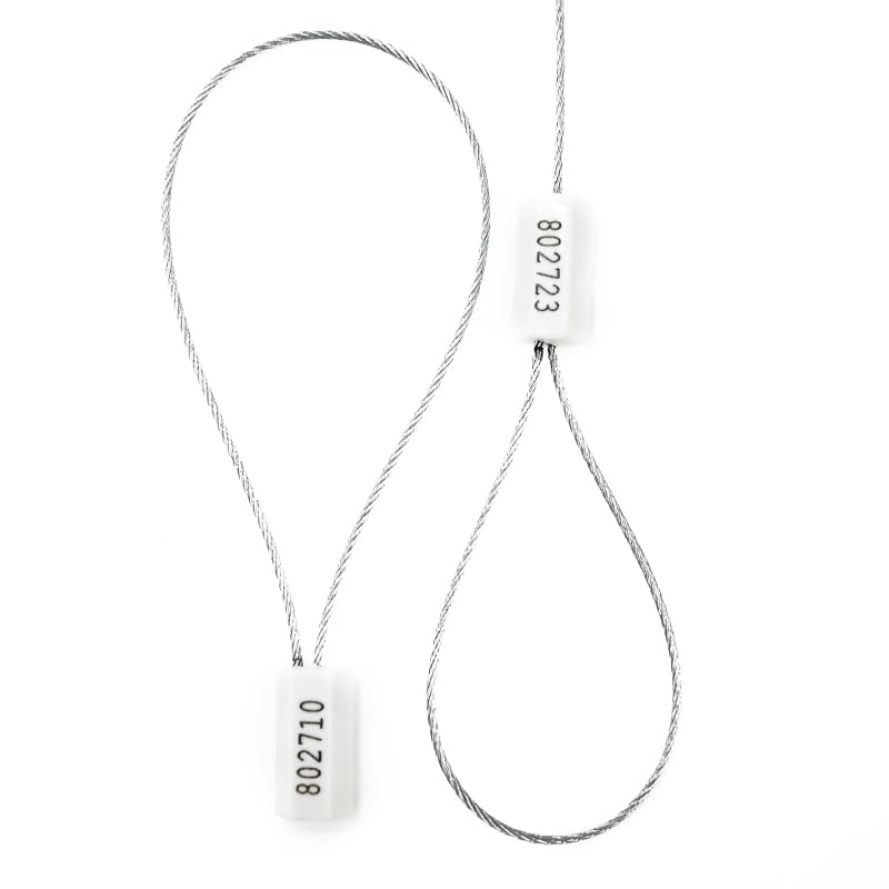100pcs Security Marking Cable Seal Tamper Proof Steel Wire Numbered Shipping Seals Disposable Pull Tight Self-Locking Truck, Trailers, Cargo, Containers Seal Ties Straps (White, 100pcs) - color: White, size: 100pcs