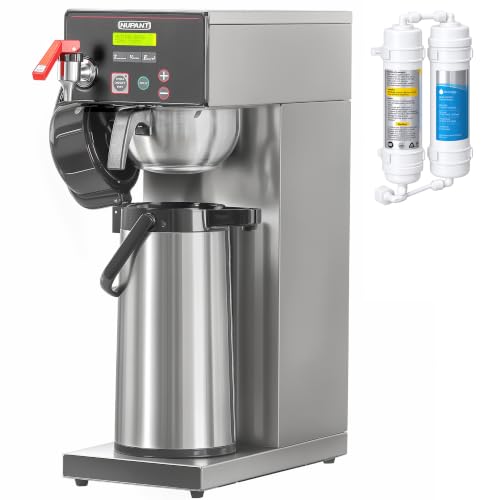 NUPANT Commercial Airpot Coffee Brewer 14 Cup Auto-Fill Dirp Coffee Maker Machine with 74oz 24H Thermal Carafe, Stainless Steel, Hot Water Dispenser,Temp./Cup Control LCD Screen for Restaurant Office - size: Auto-Filling/Digital LCD Control