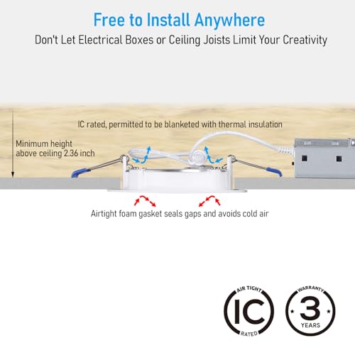 TORCHSTAR 8-Pack 5CCT 4 Inch Slim LED Recessed Lights, Anti-Glare, Aluminum - size: 4 inch