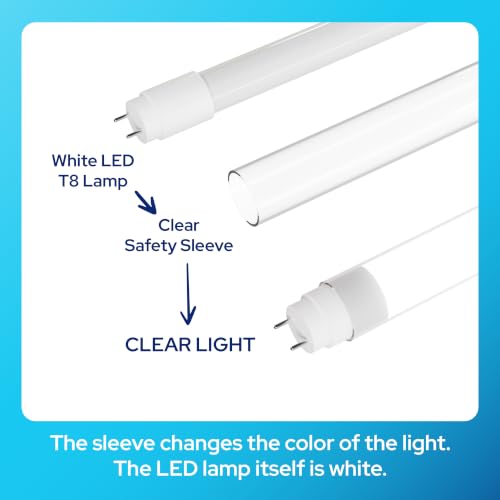 KASTLITE 48-Inch LED T8 Bulb Combo with Safety Sleeve, Clear, 4-Pack - color: Clear