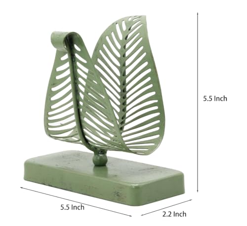 OwlGift Freestanding Modern Napkin Holder with Leaf Design, Tabletop Tissue Dispenser, Napkin Storage Organizer – Rustic Green - color: Rustic Green