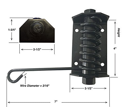 Flat Gate Closer, Powder Coated, Self Closing Adjustable Gate Closer for Wood and Vinyl Gates, Works Great for Yard, Pool and Dog Gates, Outdoor Gate Spring – Made in USA
