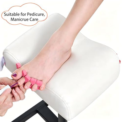 Pedicure Manicure Footrest & Pedicure Stand, Manicure Nail Care Tool, Height Adjustable with Soft Cushion, Non-Slip for Salon, Spa, Home Use, White - color: White & Black