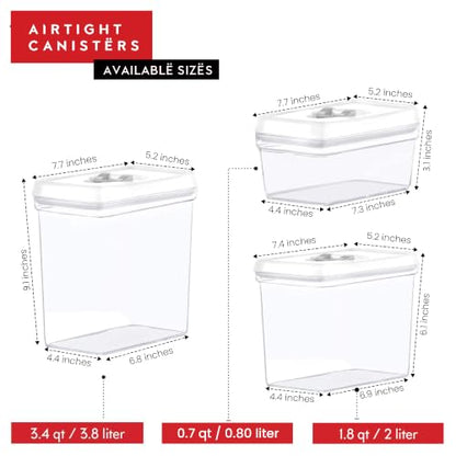 DWËLLZA KITCHEN Large Airtight Food Storage Containers with White Lids (3.8L, 0.8L) - Clear Plastic Bulk Food Pantry & Kitchen Storage Containers for Flour, Sugar 4 Pc BPA-Free, Keeps Fresh & Dry - color: 08 - 3.8 Liters & .8 Liter (Set of 4)