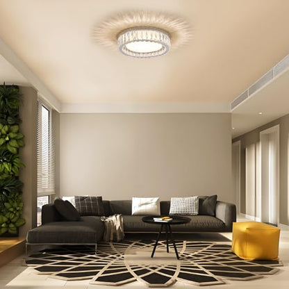 15 Inch Dimmable Modern Crystal LED Flush Mount Ceiling Light - color: Chrome, size: 15 Inch