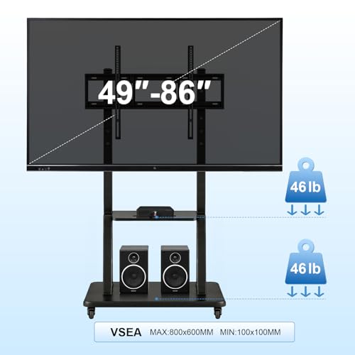 Smart Board Stand with Wheels,Height Adjustable Mobile Rolling Stand for Classroom & Office, Holds up to 300lbs, Whiteboard Portable Cart on Wheels (for 49-100 Inch Smart Board) - size: For 49"-100" Smart Board