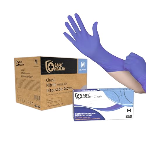 Safe Health Nitrile Disposable Gloves, 3.5 Mil, Imperial Blue, Powder Free, Latex Free, Tattoo, Beauty, Salon, Car - size: Medium, style: 1 Case of 1000 Pcs