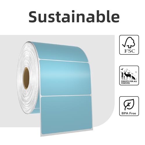 500 3x2 Thermal Labels Roll, HUOJI Blue Shipping Barcode Labels - color: Blue, size: 3x2