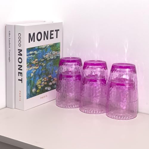 15-Ounce Plastic Tumblers (Set of 6), Reusable Plastic Mugs, BPA-Free Acrylic to Drink Mugs, Shatter Resistant, Textured Interior, Dishwasher Safe (Purple, 15 Ounce) - color: Purple, size: 15 Ounce
