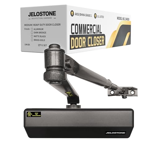 Medium/Heavy Duty, Commercial Door Closer D4000, ANSI Grade 1, UL 3 Hour Fire Rated, ADA Compliant, Adjustable Spring Size 1-6 for Doors (44-330lb, 30-60 in), Indoor/Outdoor (Dark Bronze) - color: Dark Bronze