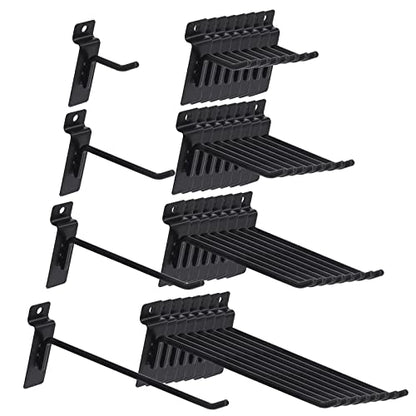 Swpeet 32Pcs 4 Sizes 2" 4" 6" 8" Heavy Duty Slatwall Hooks Assortment Kit, Slatwall Accessories Slatwall Panel Hook Garage Organization Slat Wall Hooks Pegboard Gridwall Hook Display - size: 2 Inch / 4 Inch / 6 Inch / 8 Inch