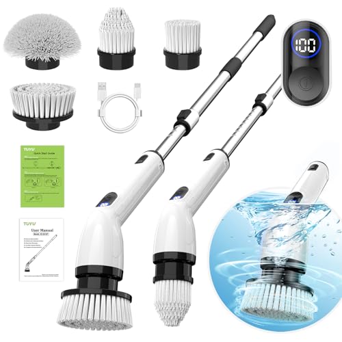 TUYU Electric Spin Scrubber, Cordless Cleaning Brush for Bathroom,Home - color: Black