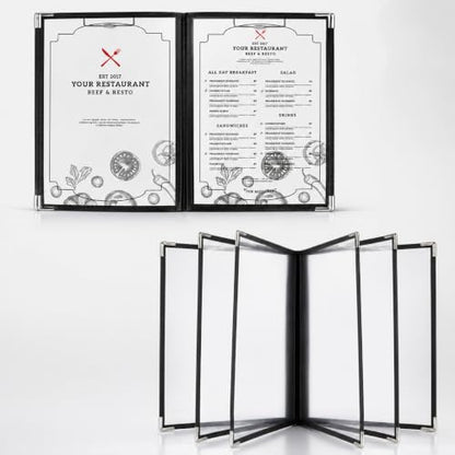 WOPPLXY 2 Pack Menu Covers, 8.5" x 11" Transparent Menu Covers, 6 Page 12 View Restaurant Menu Covers Menu Books Holder Fits A4 Size Paper, Menu Folder Menu Sleeves for Restaurant Bar Cafe