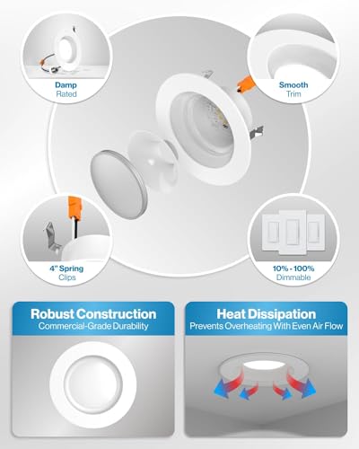 Sunco 24 Pack 4 Inch Retrofit LED Recessed Can Lights, 5CCT, 11W=40W - size: 4"