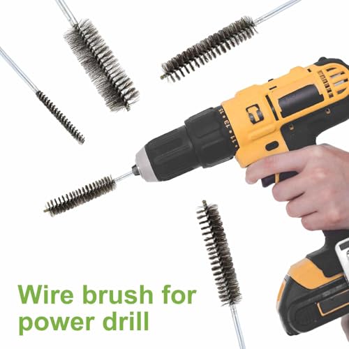 HARFINGTON 2pcs Wire Bore Brush 8 x 1-3/8" 5/16 Inch Shank Stainless Steel Bristles Cleaning Brush for Clean Car Part Tube Kitchen Garage - size: 8 x 1-3/8"
