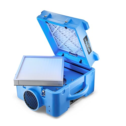 BlueDri Air Shield 550 HEPA Air Scrubber, Water Damage Restoration Equipment Air Purifier, Covers 1400 Sq. Ft, Daisy Chain Capable, For Commercial Use, Blue, BD-AS-550 - color: Blue