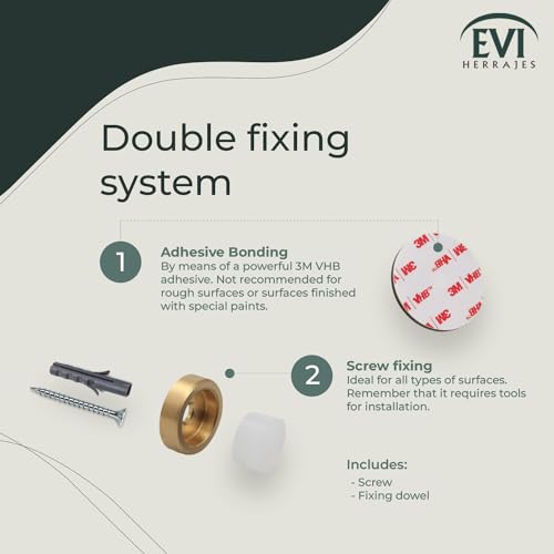 EVI Herrajes | Wall Brass Door Stop | 0.94x0.54 Inch | Gold Finish - White Anti-Shock Rubber | Adhesive | Small and Discreet | Mod. 205 - color: Matte Brass - White Rubber