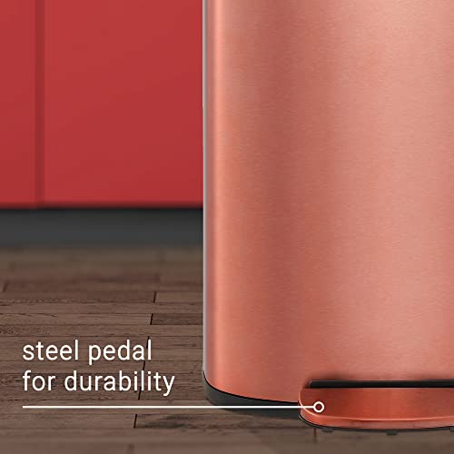 happimess Connor 2-Piece Stainless Steel Trash Can, Rose Gold - color: Rose Gold