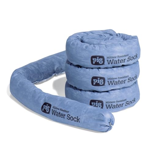 PIG Mildew-Resistant Absorbent Sock | Water Absorbing Snake | 3" W x 4' L | Absorbs up to 1 gal per Sock | 4 Count | PIG106 - color: Blue, size: 3" W x 4' L, style: 4-Pack