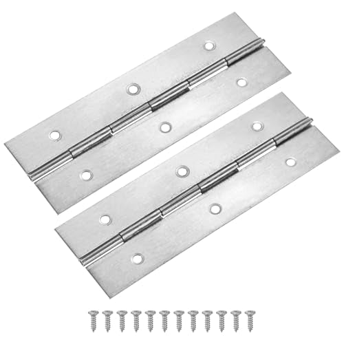 M METERXITY 2-Pack Piano Hinges, 6 Inch / 150mm Stainless Steel Continuous Piano Hinge with Holes and Screws for Cabinets Door/Storage Box [2X 0.04/ 50x 1mm Open Width Thick, Silver Tone] - color: Silver Tone, size: 6x2x0.04"