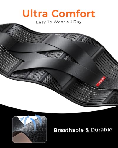 Ultra Breathable Work Back Brace for Men, Upgraded Medical-Grade Support - style: Black-3XL