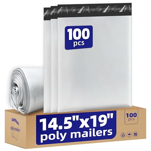 100pcs Poly Mailers 14.5x19 For Ecommerce Shipping,Online Retail - color: White, size: 14.5" x 19"100pcs