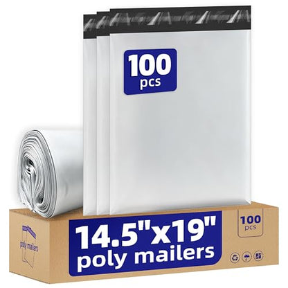 100pcs Poly Mailers 14.5x19 For Ecommerce Shipping,Online Retail - color: White, size: 14.5" x 19"100pcs