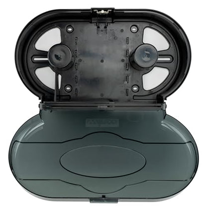 Winco 9 1/2" Black Double Roll Toilet Paper Dispenser