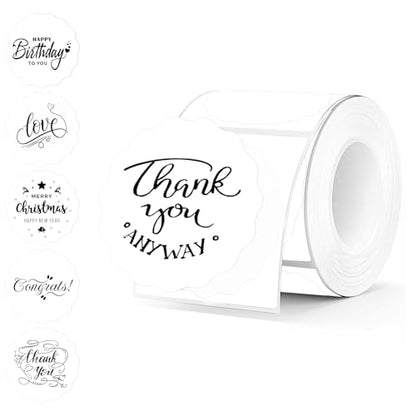 2 Inch Round Thermal Labels, White Flower Thermal Sticker Labels for Small Business, Logo Design, Baking,500 Sheets/1 Roll - color: White, size: 2 inch