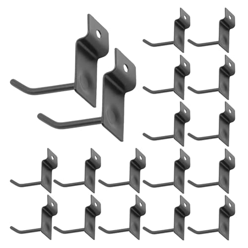 20 Pack 2 Inch Slatwall Hooks, Black Coat Rack Slat Wall Panel Hooks Garage Organization, Pegboard Gridwall Hook for Retail Display