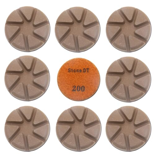 Hybrid Diamond Polishing Pucks, 3’’ Floor Grinding Pads for Hard Concrete Surface, Compatible with Ride-on/Walk-Behind Floor Grinder, Aggressive Ceramic Bond, 200#, 9PCS - style: 200# 9PCS